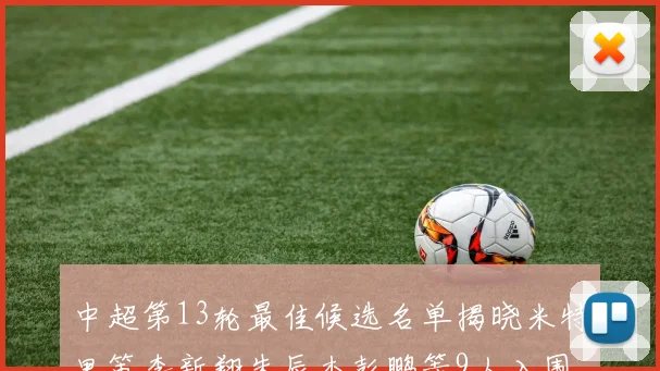 中超第13轮最佳候选名单揭晓米特里策李新翔朱辰杰彭鹏等9人入围